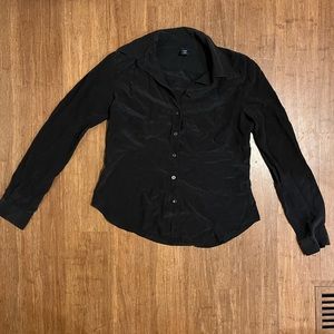 100% silk button down shirt black - Vintage Gap